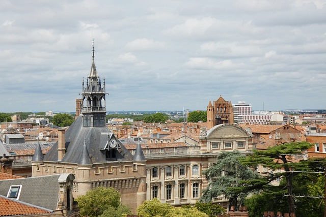 Vue aérienne du quartier du Capitole à Toulouse