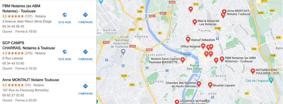 choisir son notaire à Toulouse sur Google
