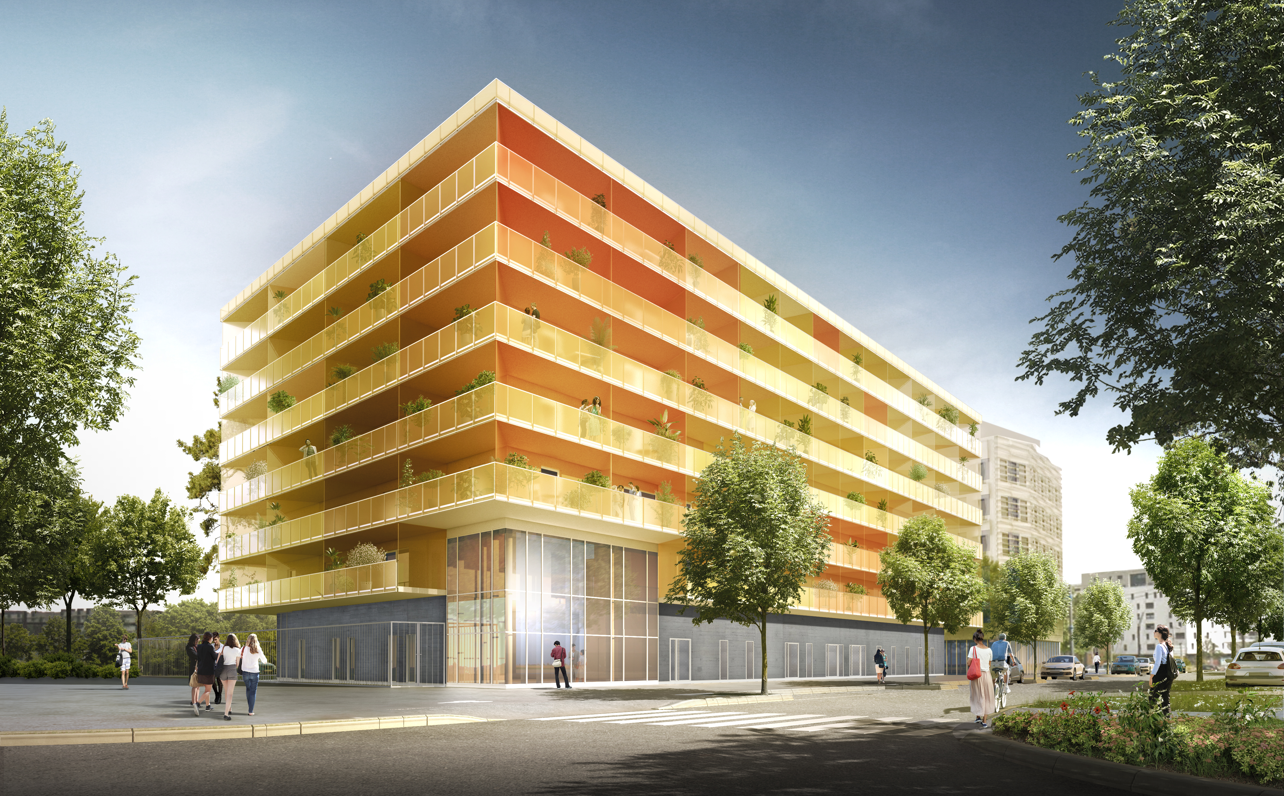 Façade résidence moderne Newton à Toulouse