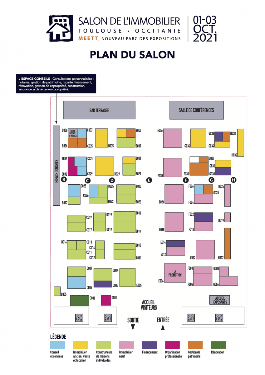 Plan du Salon de l'Immobilier 2021 de Toulouse