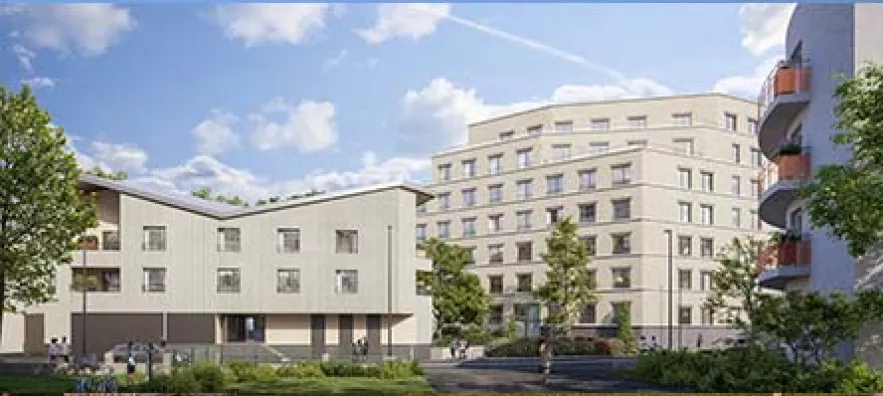 Vue 3D du quartier de la résidence Studently Nantes