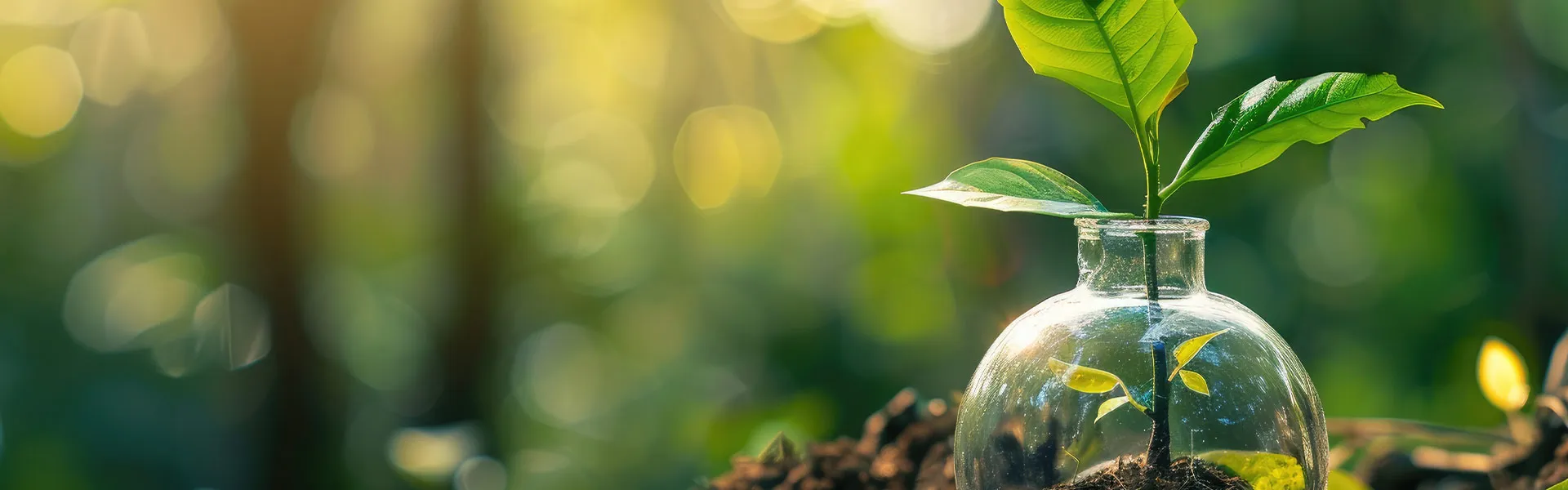 Ampoule contenant une pousse de plante symbolisant la valeur verte