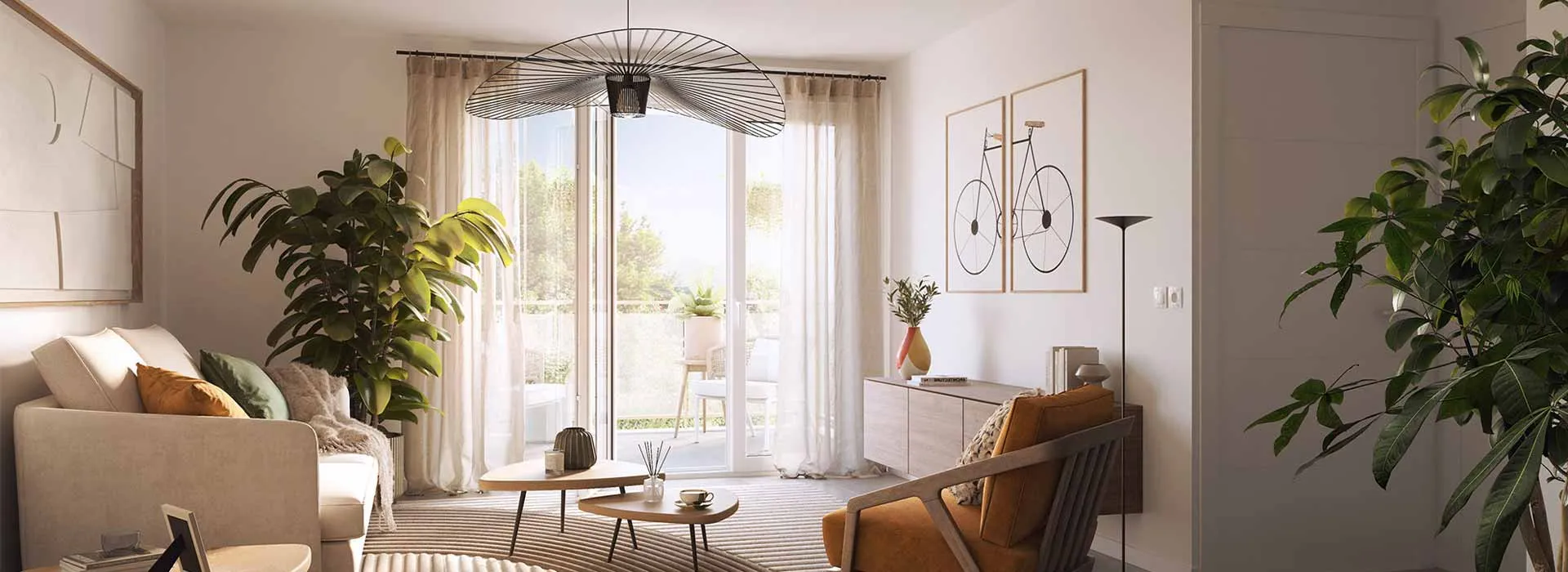 Salon d'un appartement de la résidence Vergers de Saône