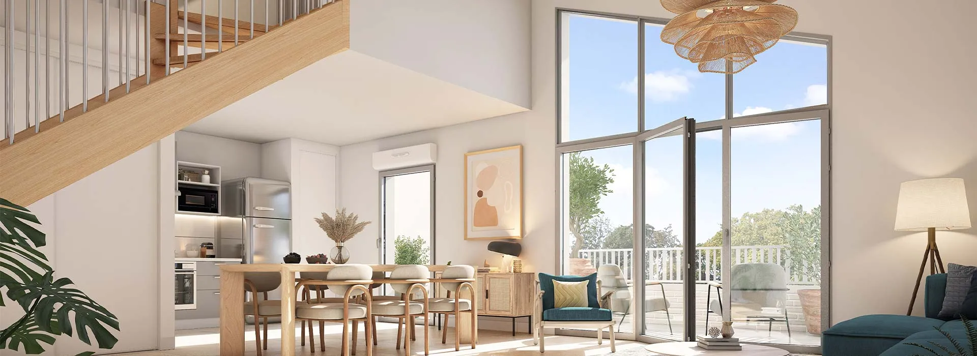 Visuel 3D de l'intérieur d'un appartement du programme Clos Madran à Pessac