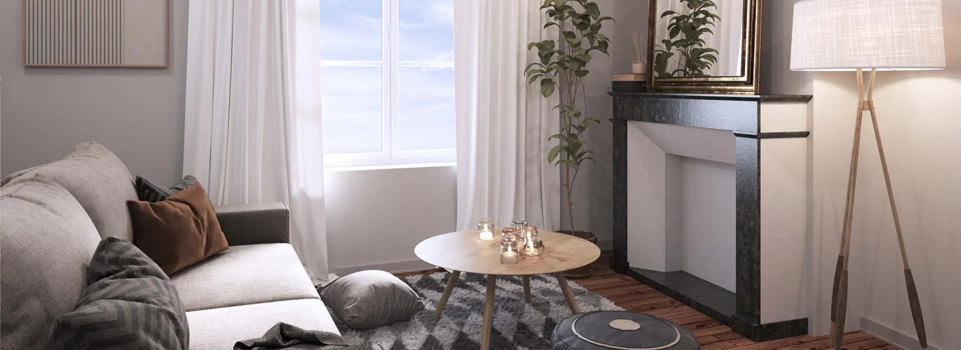 3D de l'intérieur de la résidence Cour Dupleix