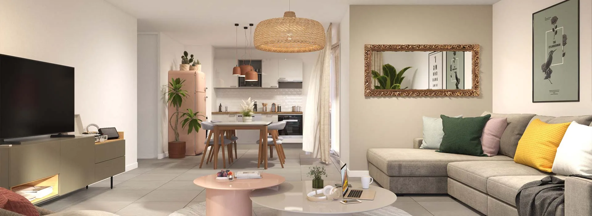 Perspective de l'intérieur d'un logement de la résidence Primerose à Gujan-Mestras