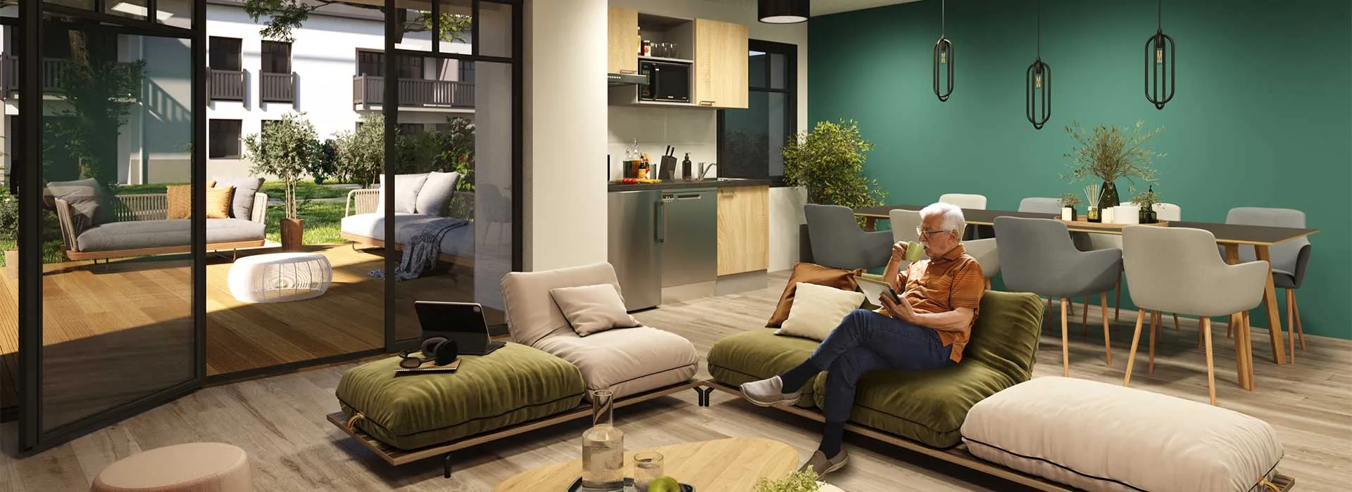 Espace intérieur commun - L'Ecrin du Bassin
