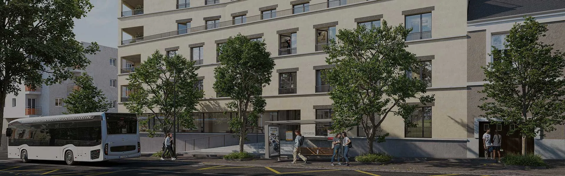 Vue 3D du quartier de la résidence Studently Nantes
