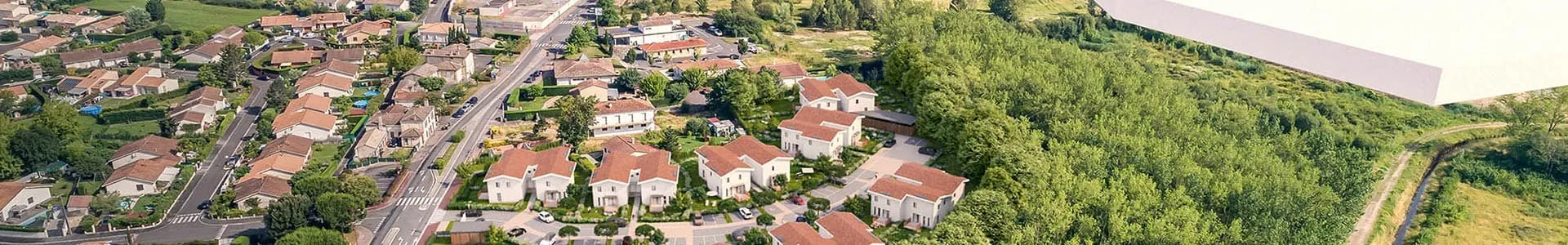 Vue aérienne du quartier autour de la résidence Villas des Parfums