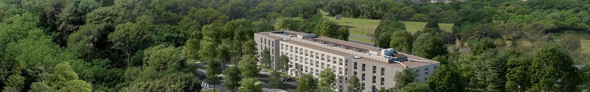 Vue aérienne du quartier autour de la résidence Canopy