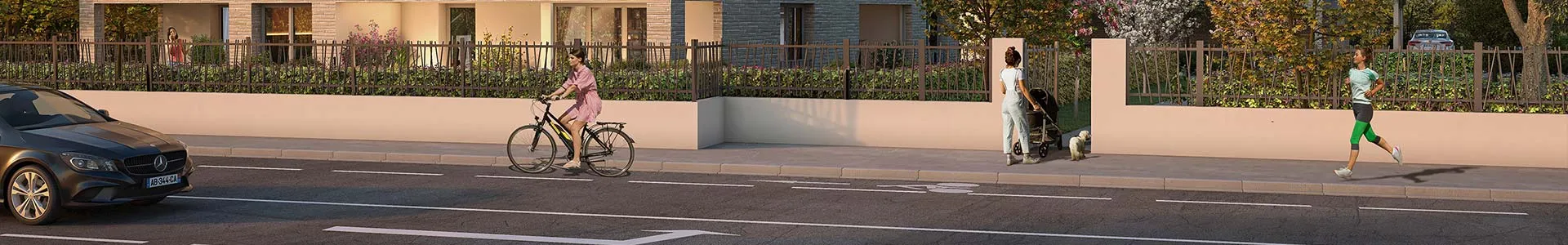Visuel 3D de la vue côté rue du programme Clos Madran à Pessac