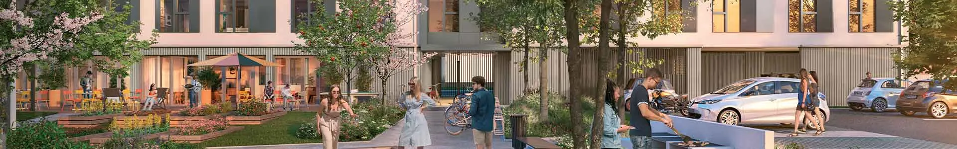 Visuel 3D de la vue arrière de la résidence Studently Tarbes