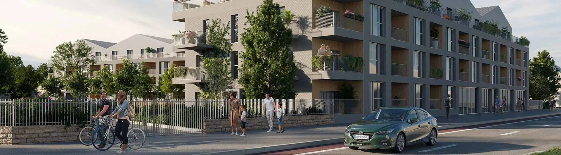 Vue de la façade de la résidence côté rue