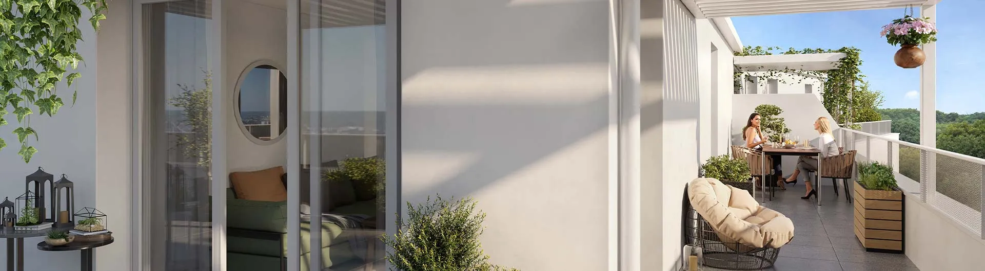 Perspective d'une terrasse de la résidence Voltige à Blagnac