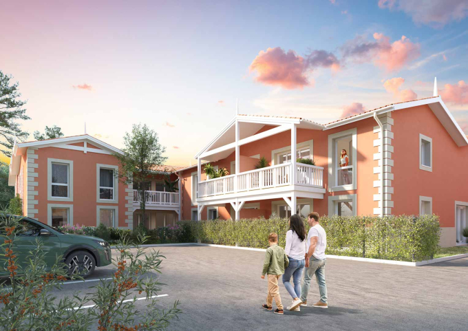 Perspective de la façade arrière de la résidence Primerose à Gujan-Mestras