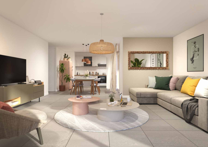 Perspective de l'intérieur d'un logement de la résidence Primerose à Gujan-Mestras