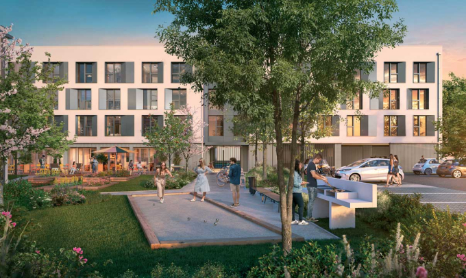 Visuel 3D de la vue arrière de la résidence Studently Tarbes