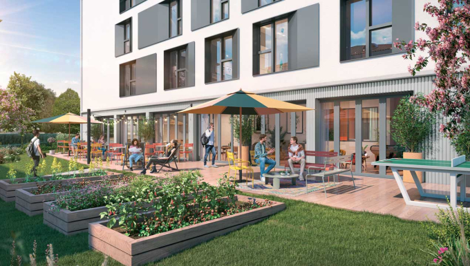 Visuel 3D des terrasses de la résidence Studently Tarbes