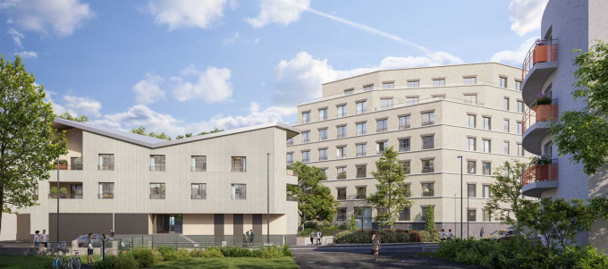 Vue 3D du quartier de la résidence Studently Nantes