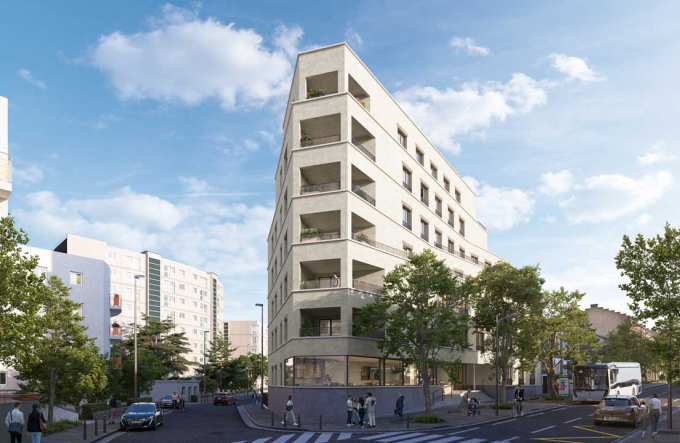 Vue 3D côté rue de la résidence Studently Nantes