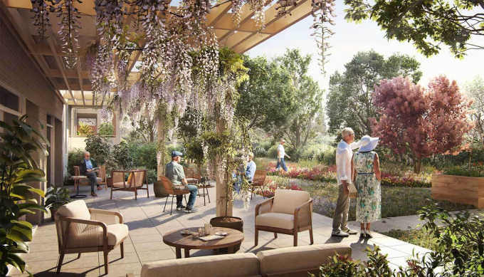 Terrasse commune résidence Vergers de Saône