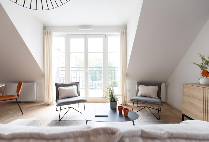Photo d'une baie vitrée d'un appartement de la résidence Pavillon Garnier à Châtenay-Malabry