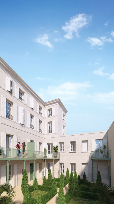 3D de la vue des espaces partagés de la résidence à Cognac