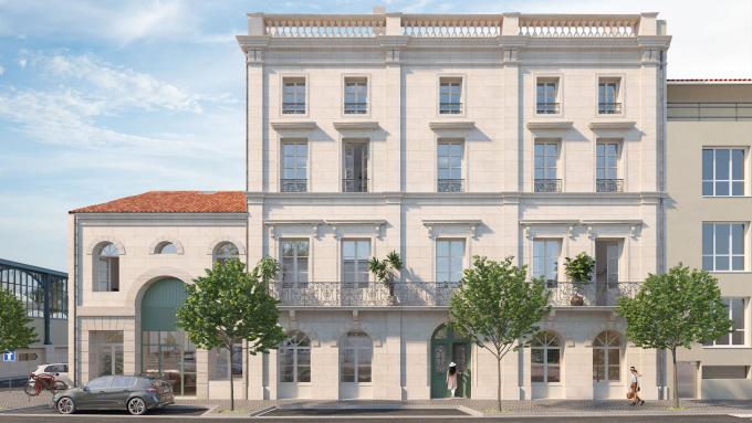 3D de la vue de la façade de la résidence à Cognac