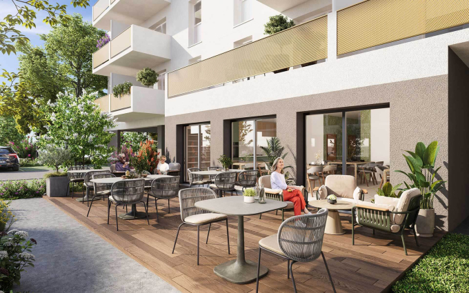 3D d'une terrasse de la résidence Villa Serenly