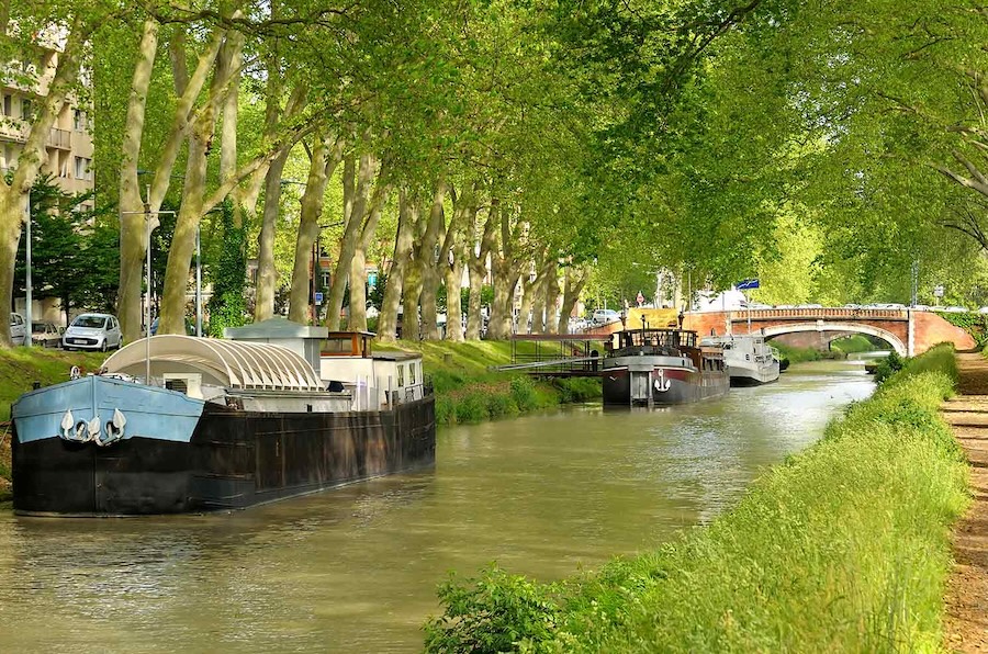 Vue sur le long des berges de la Garonne à Toulouse