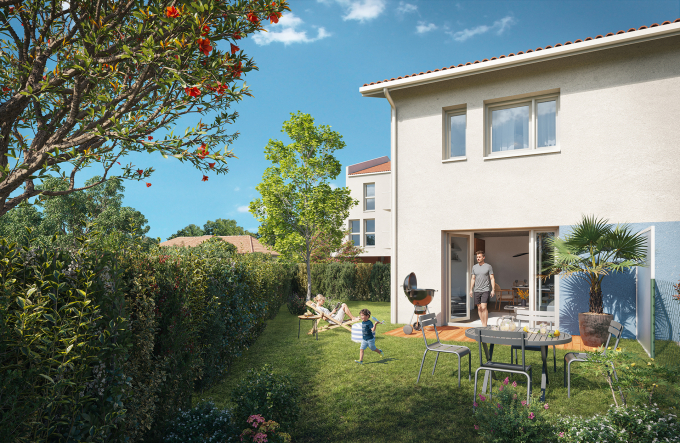 Vue jardin 3D résidence Eclat Marin