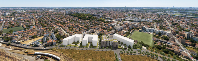 3D vue aérienne de la résidence Armonia Serenly Drancy