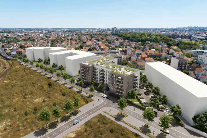 3D vue aérienne de la résidence Armonia Serenly Drancy
