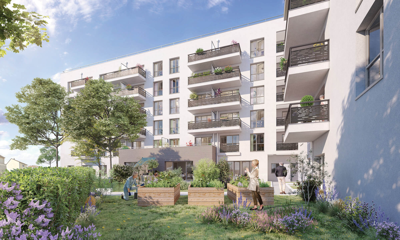 3D vue potager de la résidence Armonia Serenly Drancy