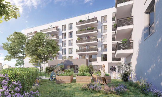 3D vue potager de la résidence Armonia Serenly Drancy