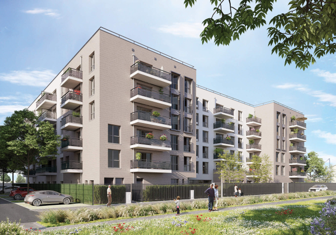 3D vue rue de la résidence Armonia Serenly Drancy