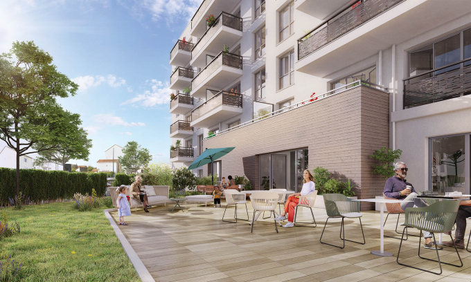 3D terrasse de la résidence Armonia Serenly Drancy