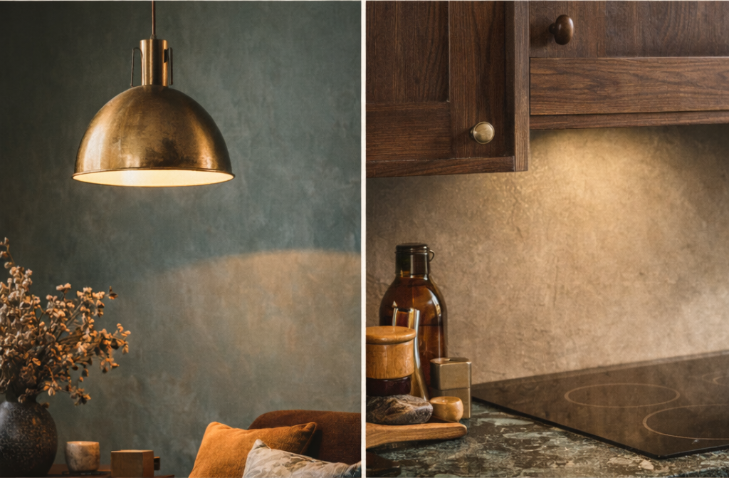 Métaux patinés et finitions vivantes