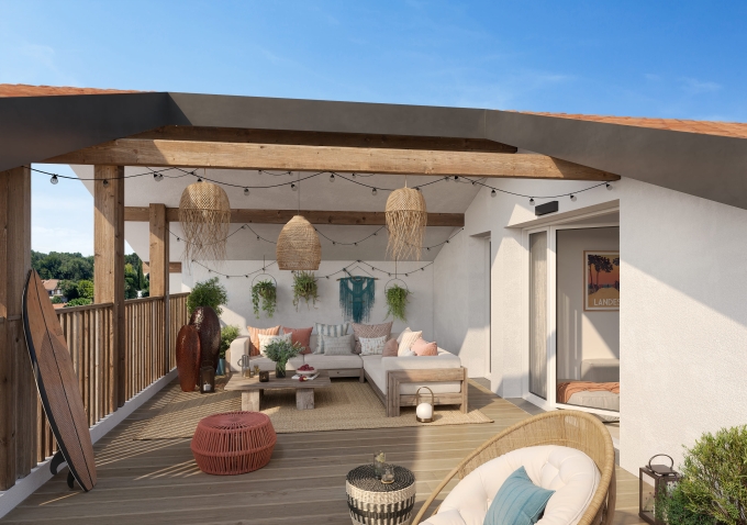 3D Terrasse l'Echo des pins Seignosse