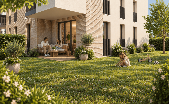 Vue Jardin l'Ecrin de Gaspard - appartements neufs à Toulouse