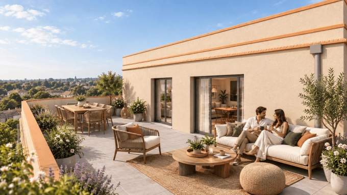 Terrasse appartement neuf Hestia à Fontainebleau