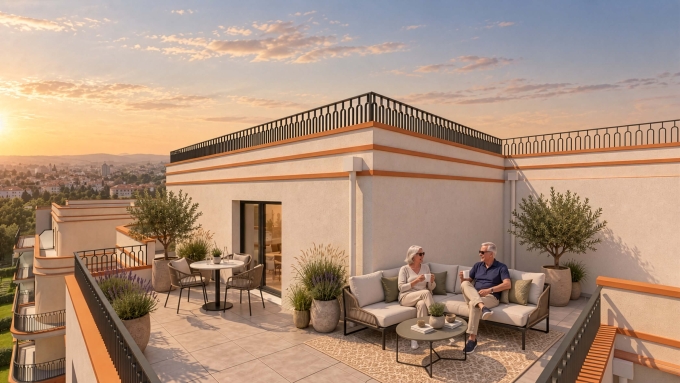 Terrasse résidence seniors Fontainebleau